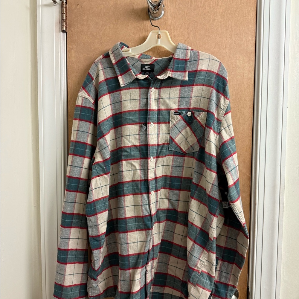 Mens O'Neill Redmond Plaid Stripe Flannel‎ Shirt Sz XXL NWT